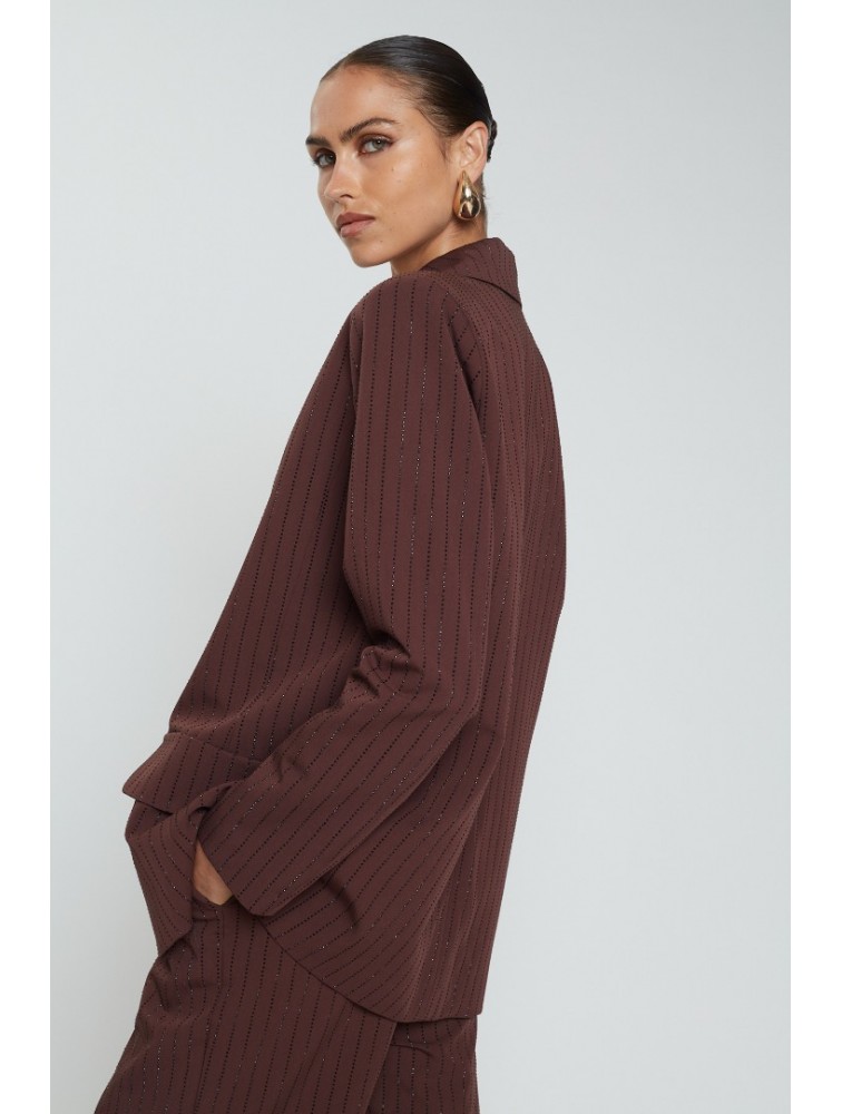 MIX AND MATCH Lucia Blazer Bordeaux Μπορντώ Σακάκι με Στρας